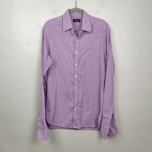 Turnbull Asser Bespoke Dress Shirt Mens XL French Cuffs‎ England Cotton Purple